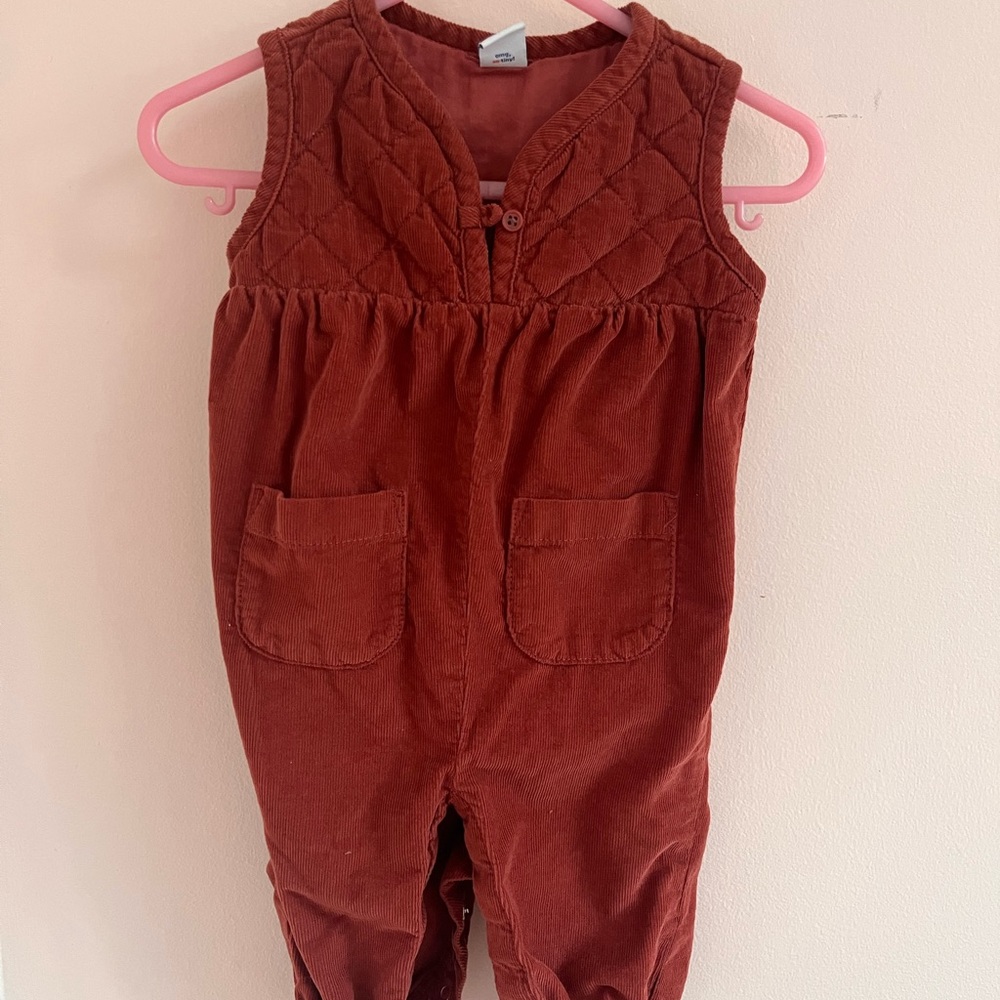 Old Navy burnt orange quilted corduroy jumpsuit